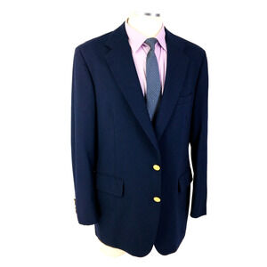 42L Chaps Ralph Lauren USA Mens Vintage 2 Button Wool Blazer Sport Coat Navy